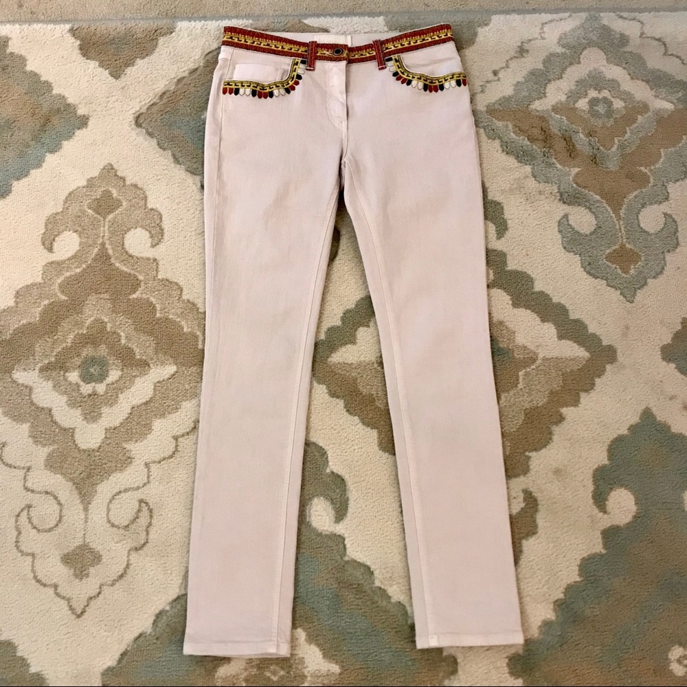✨ETRO Embroidered Skinny Jeans in Natural